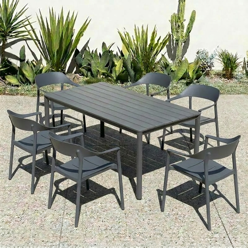 MESA & TALA DINING SETTING 7PCE - CHARCOAL