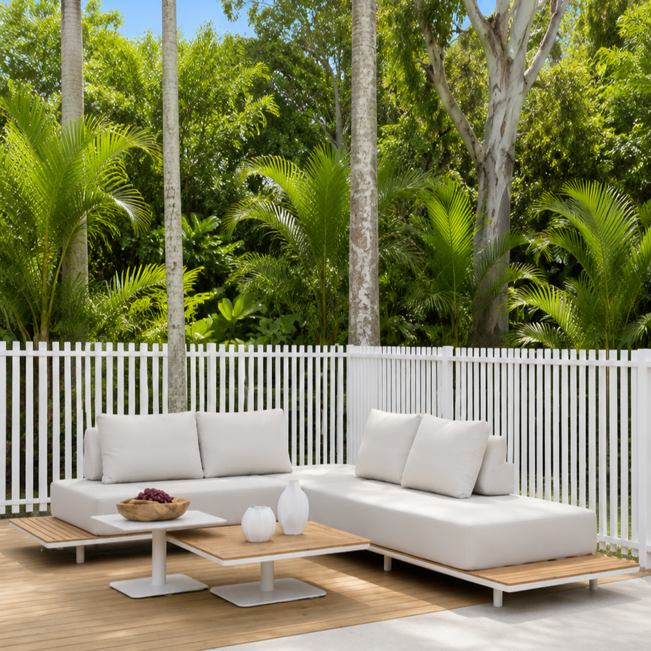 New Wave 4pce Lounge Setting - White/Coconut