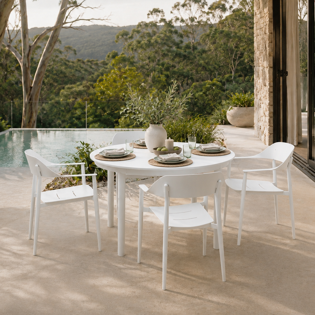 Globe Extension & Tala Dining Setting - 5 pce White
