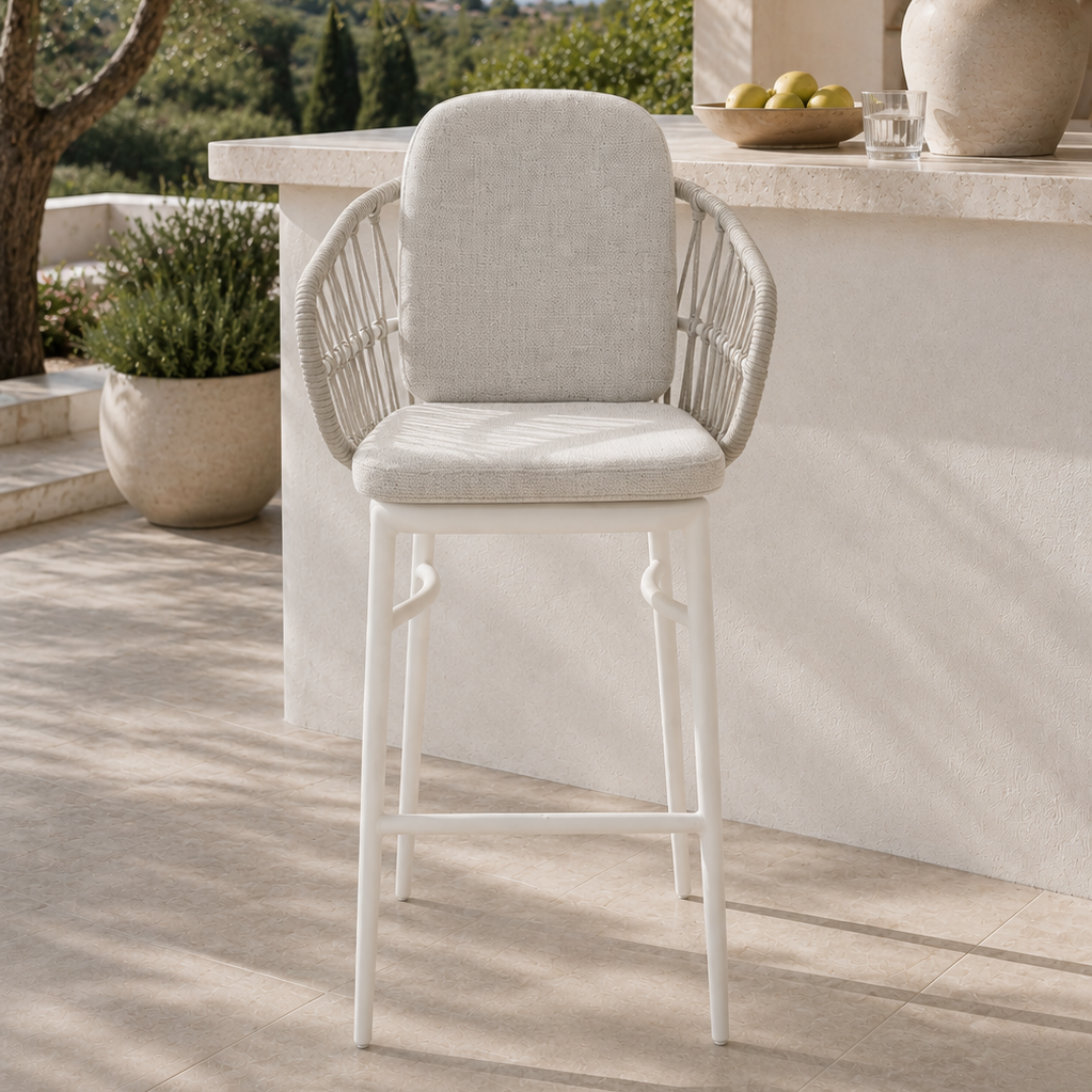 AYANA BAR CHAIR WHITE/LINEN/STONE