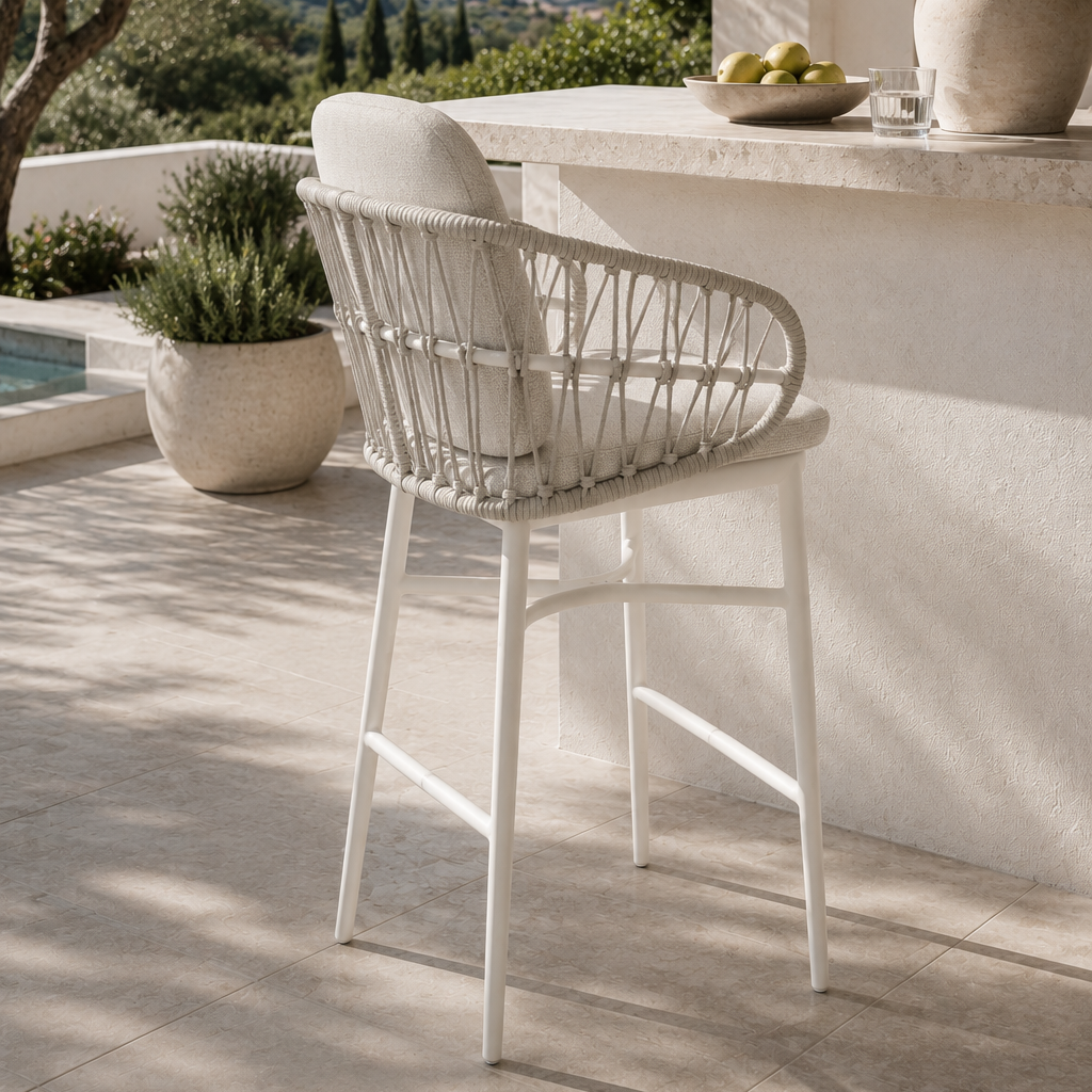 AYANA BAR CHAIR WHITE/LINEN/STONE
