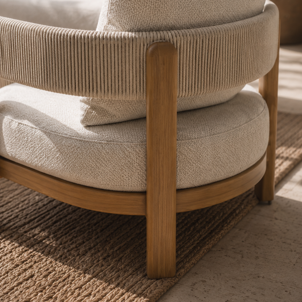 Harbour Lounge Setting - 4 pce Teak | Beige Boucle