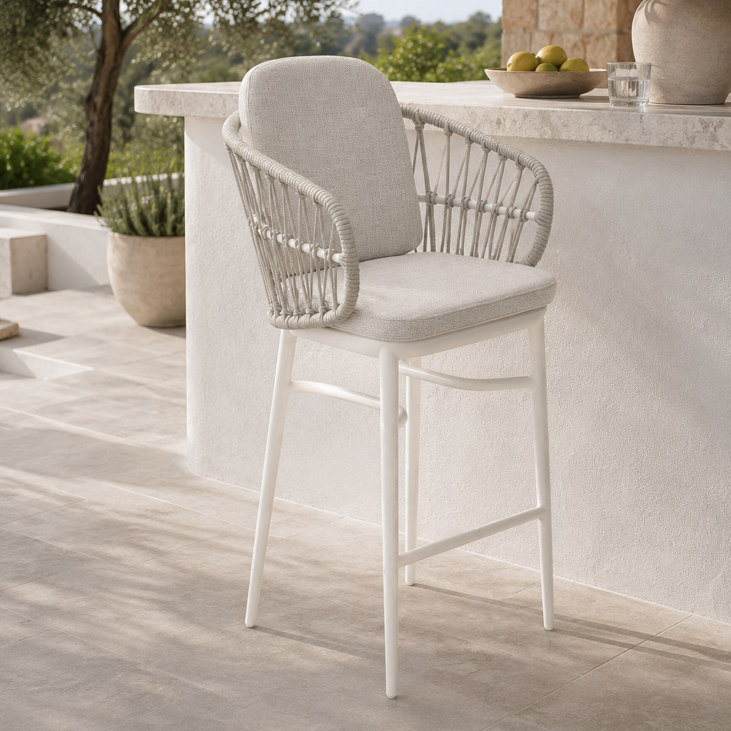 AYANA BAR CHAIR WHITE/LINEN/STONE