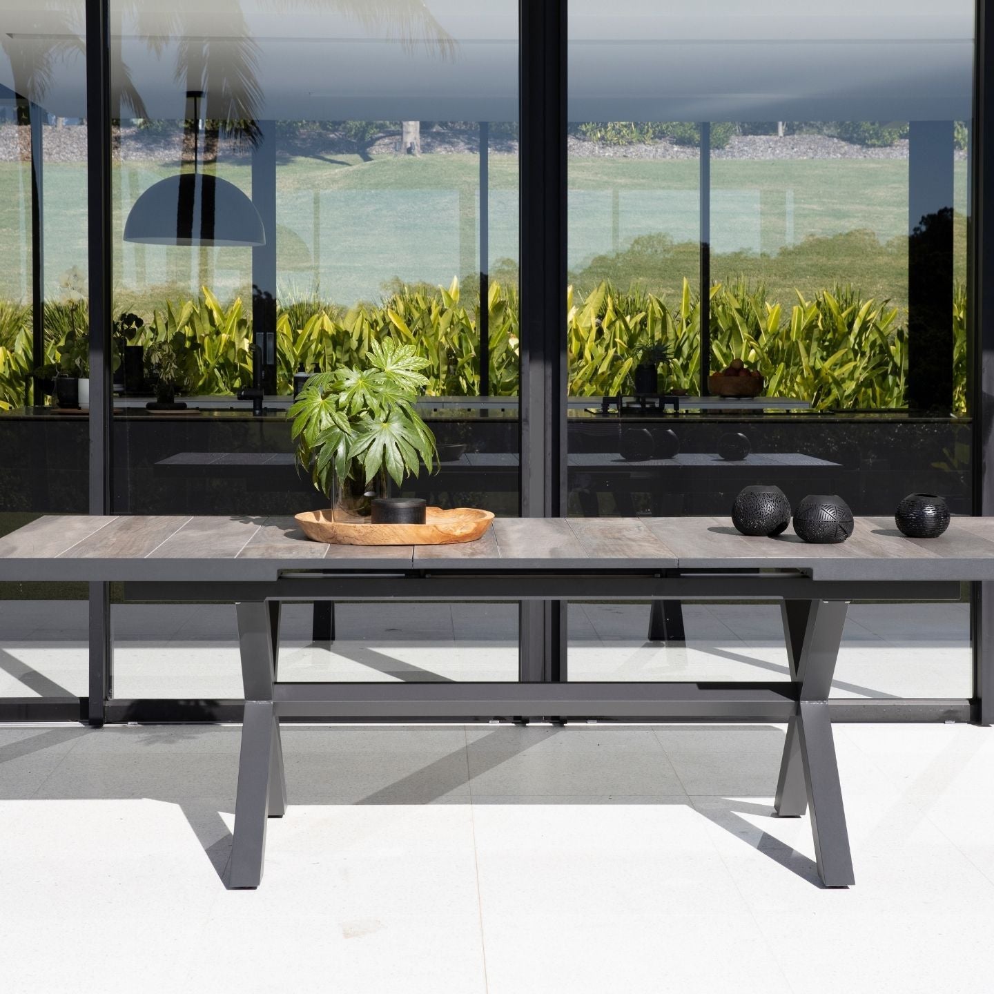 Royce & Yamba Extension Dining Setting - 9 pce Charcoal