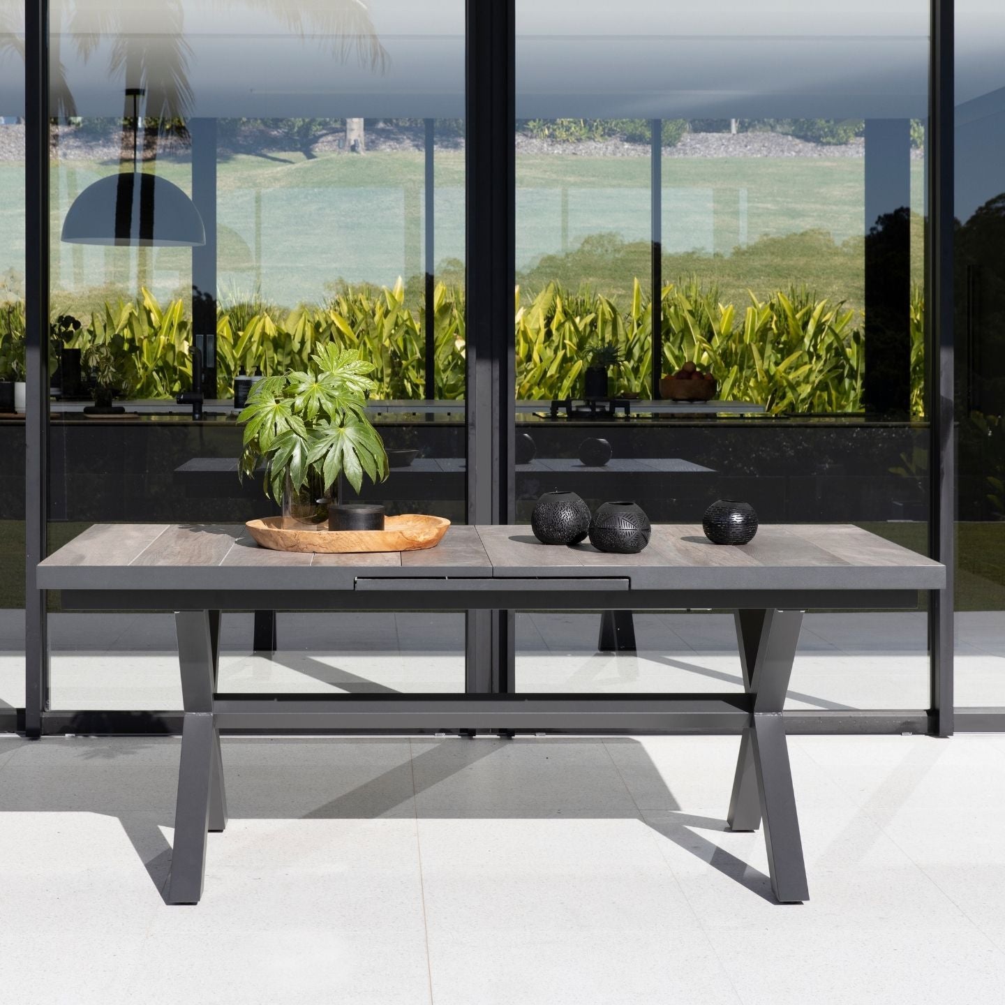 Royce & Yamba Extension Dining Setting - 9 pce Charcoal