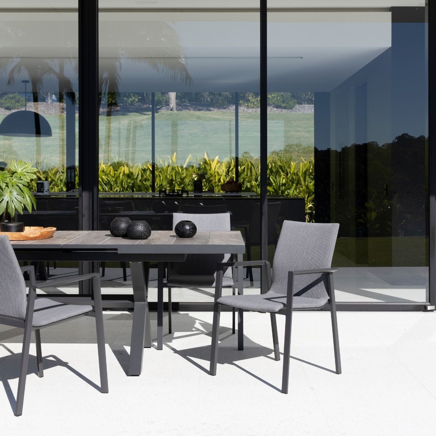 Royce & Yamba Extension Dining Setting - 7 pce Charcoal