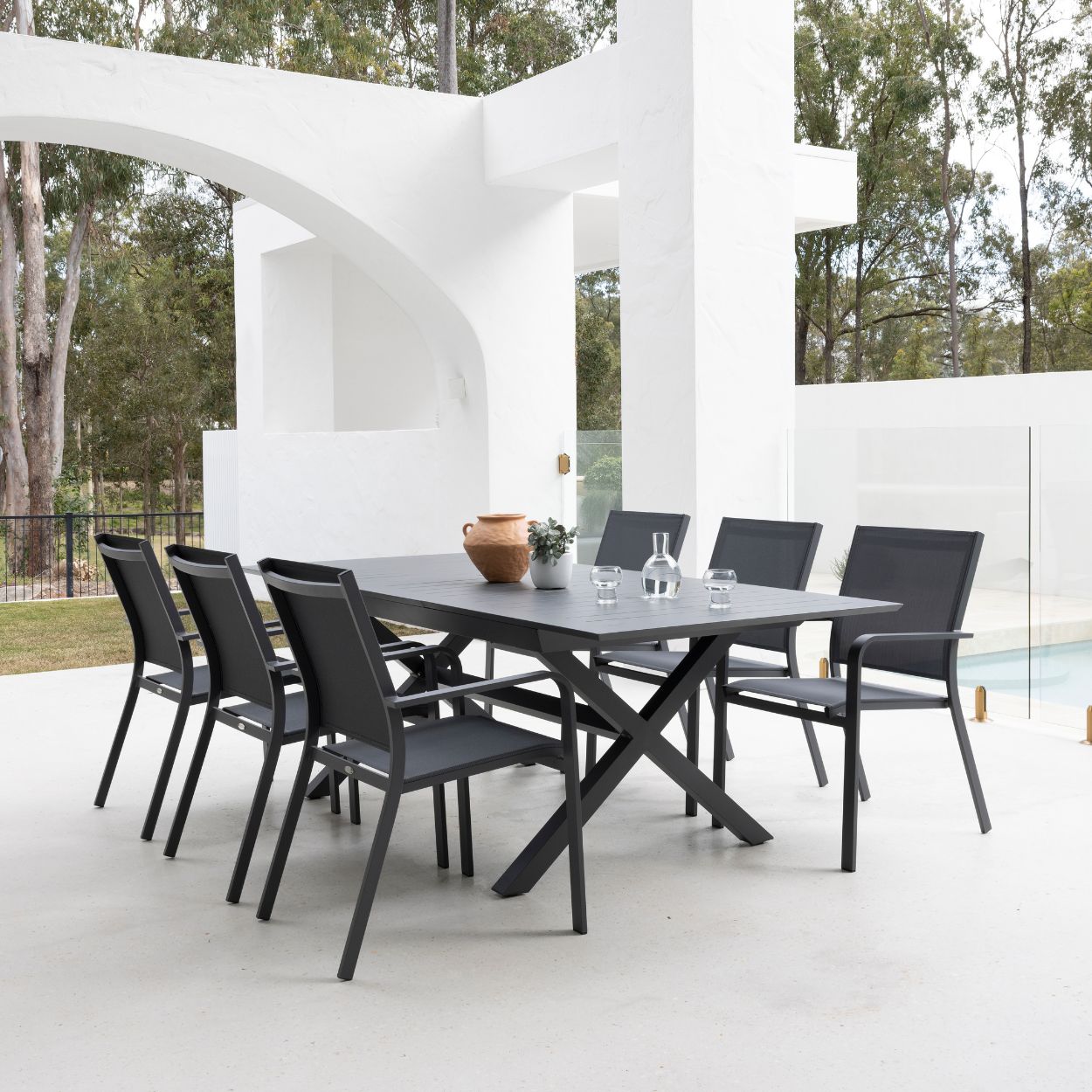 Tango & Mons Extension Dining Setting - 7 pce Charcoal